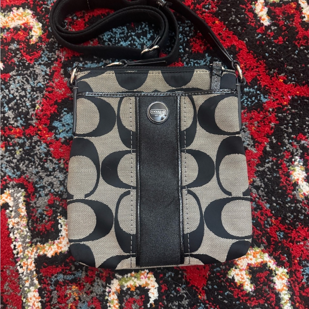 Coach Black and Gray Signature Crossbody Bag